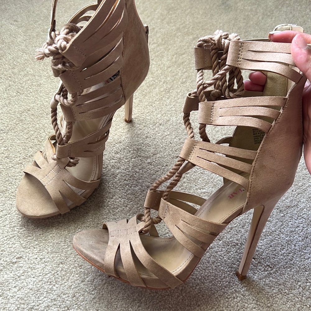 Lace up nude heels